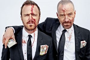 Les deux complices de Breaking Bad, Aaron Paul et Bryan Cranston © Alexei Hay pour EW