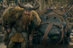 Stoïk (Gerard Butler) et Krokmou enchaîné